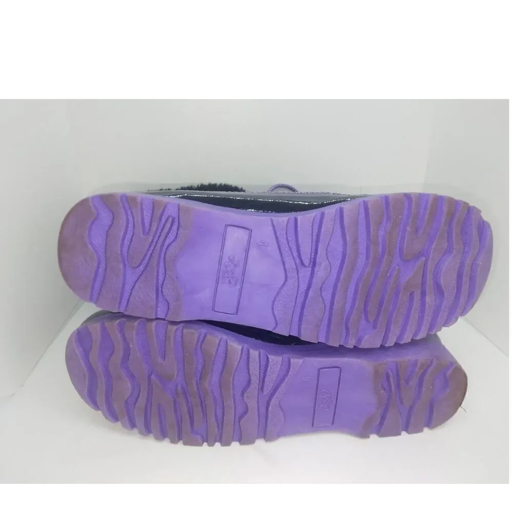 JoJo Siwa Girls Pre-owned Black & Purple All Weather Boots w/Bow Tie - sz. 4